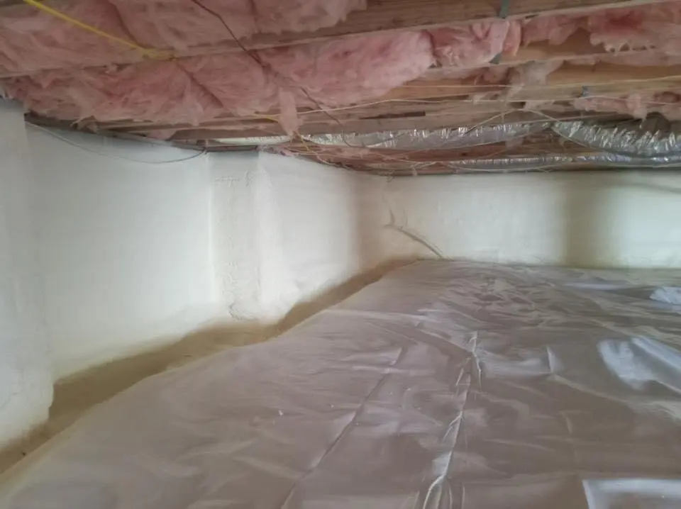 Crawl space encapsulation with closed-cell spray foam for Metal Roof Coating in Dent